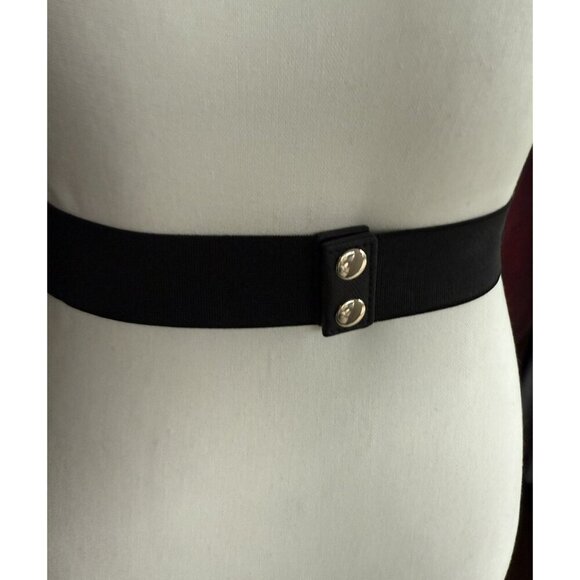 Marciano Gold Metal Bar Genuine Leather Belt‎ Black Snap Closure Stretchable main image 5